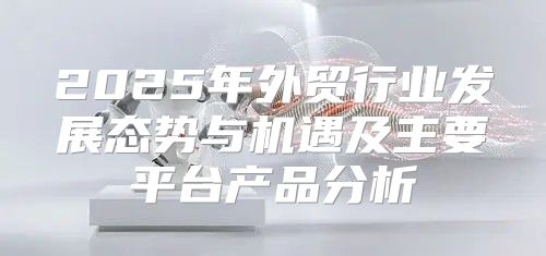 2025年外贸行业发展态势与机遇及主要平台产品分析
