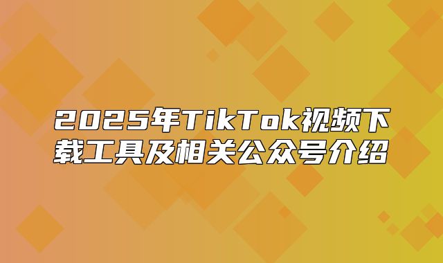 2025年TikTok视频下载工具及相关公众号介绍