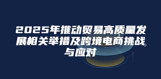 2025年推动贸易高质量发展相关举措及跨境电商挑战与应对