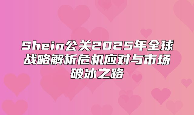 Shein公关2025年全球战略解析危机应对与市场破冰之路