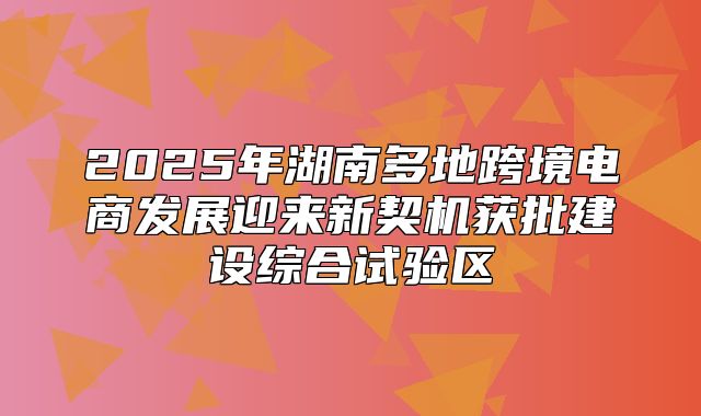 2025年湖南多地跨境电商发展迎来新契机获批建设综合试验区