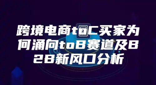 跨境电商toC买家为何涌向toB赛道及B2B新风口分析
