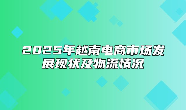 2025年越南电商市场发展现状及物流情况
