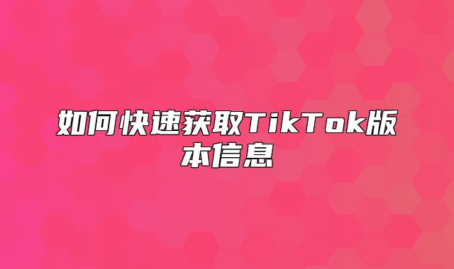 如何快速获取TikTok版本信息