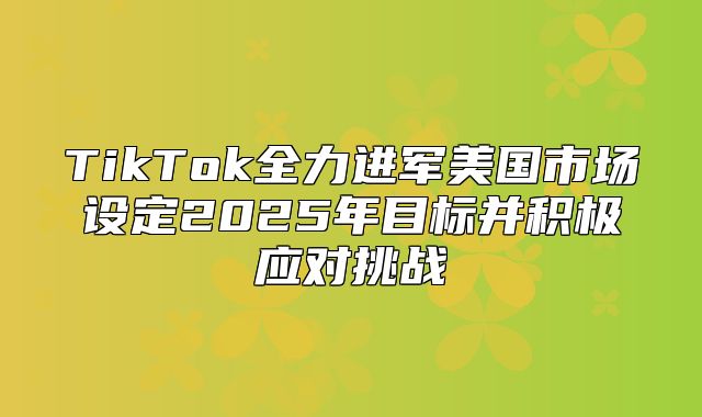 TikTok全力进军美国市场设定2025年目标并积极应对挑战