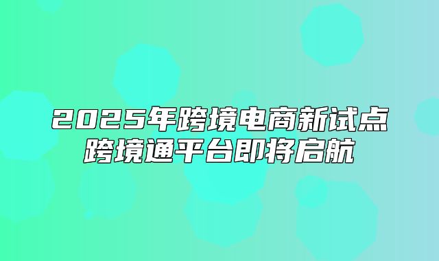2025年跨境电商新试点跨境通平台即将启航