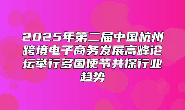 2025年第二届中国杭州跨境电子商务发展高峰论坛举行多国使节共探行业趋势