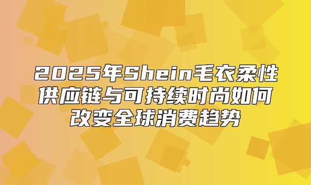 2025年Shein毛衣柔性供应链与可持续时尚如何改变全球消费趋势