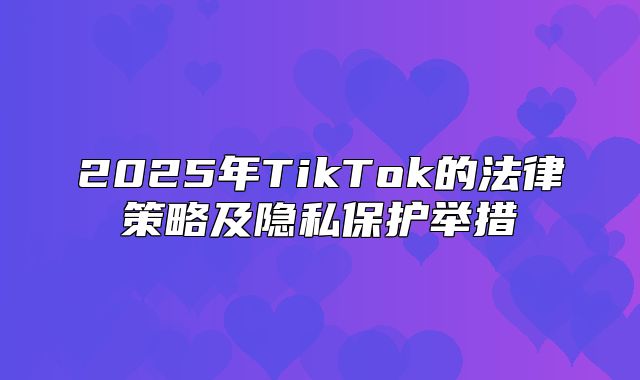 2025年TikTok的法律策略及隐私保护举措