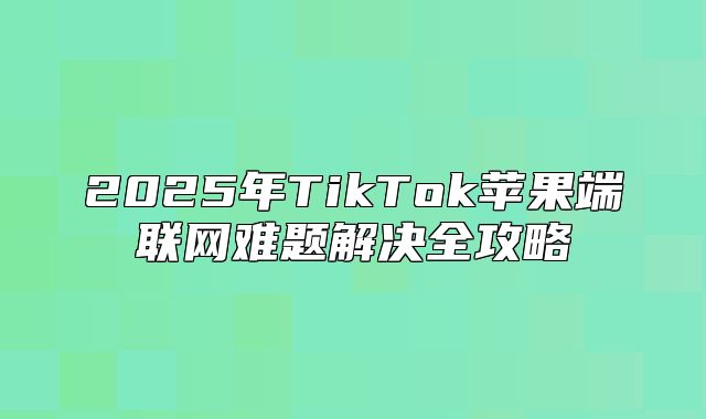 2025年TikTok苹果端联网难题解决全攻略