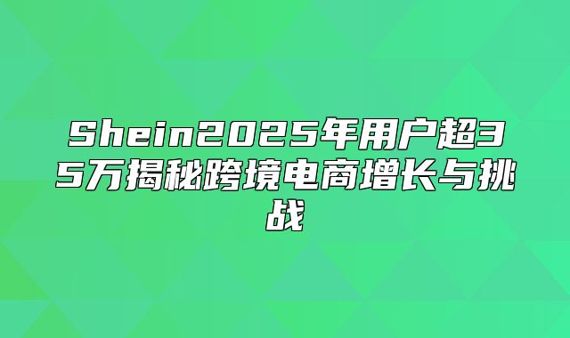 Shein2025年用户超35万揭秘跨境电商增长与挑战