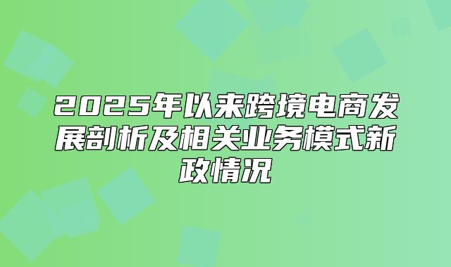 2025年以来跨境电商发展剖析及相关业务模式新政情况