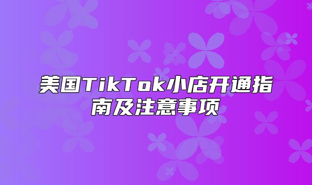 美国TikTok小店开通指南及注意事项