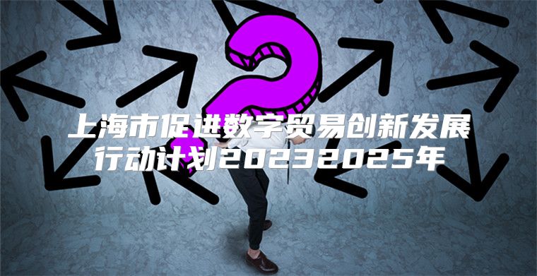 上海市促进数字贸易创新发展行动计划20232025年