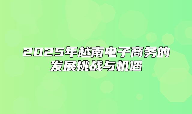 2025年越南电子商务的发展挑战与机遇