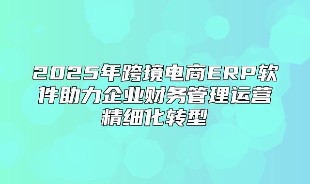 2025年跨境电商ERP软件助力企业财务管理运营精细化转型