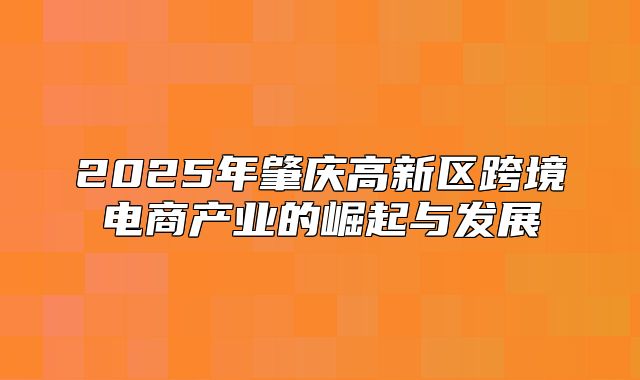 2025年肇庆高新区跨境电商产业的崛起与发展