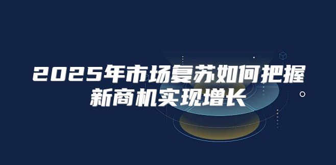 2025年市场复苏如何把握新商机实现增长