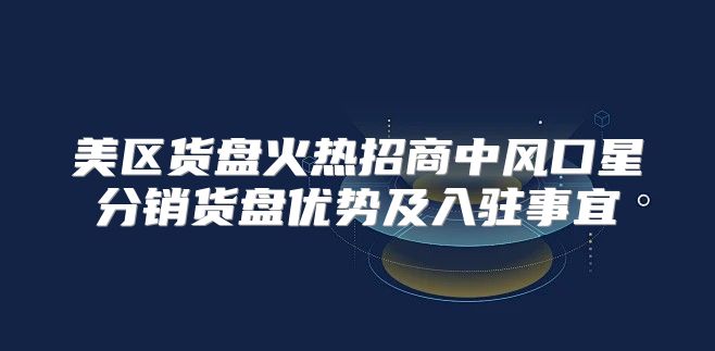 美区货盘火热招商中风口星分销货盘优势及入驻事宜