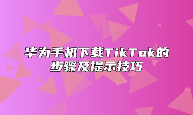 华为手机下载TikTok的步骤及提示技巧