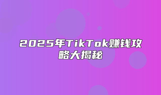 2025年TikTok赚钱攻略大揭秘
