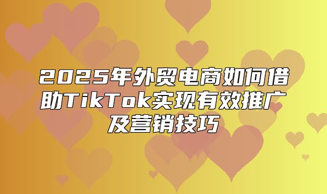 2025年外贸电商如何借助TikTok实现有效推广及营销技巧