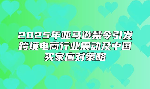 2025年亚马逊禁令引发跨境电商行业震动及中国买家应对策略