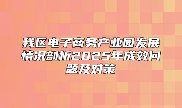 我区电子商务产业园发展情况剖析2025年成效问题及对策