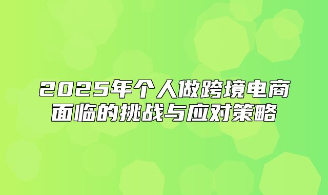 2025年个人做跨境电商面临的挑战与应对策略