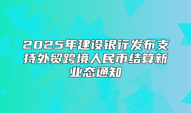 2025年建设银行发布支持外贸跨境人民币结算新业态通知