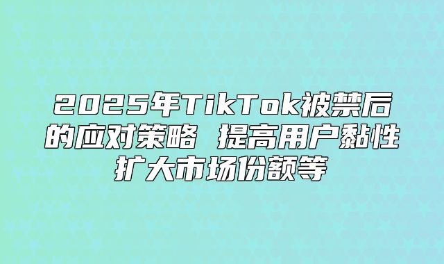 2025年TikTok被禁后的应对策略 提高用户黏性扩大市场份额等