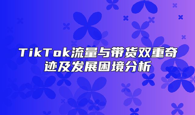 TikTok流量与带货双重奇迹及发展困境分析