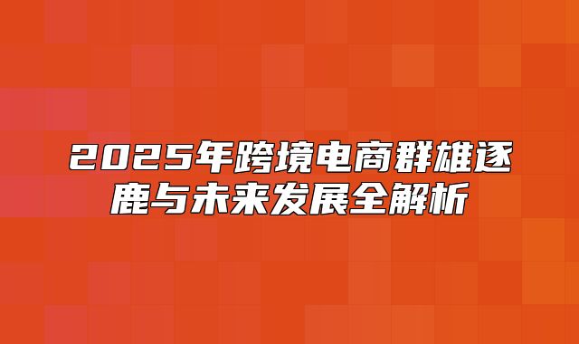2025年跨境电商群雄逐鹿与未来发展全解析
