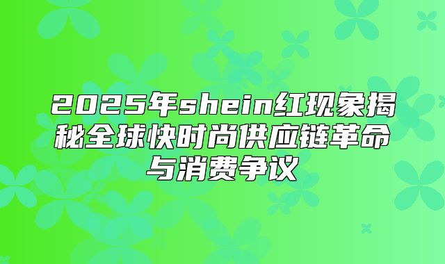 2025年shein红现象揭秘全球快时尚供应链革命与消费争议