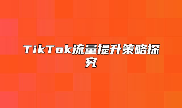 TikTok流量提升策略探究