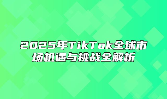 2025年TikTok全球市场机遇与挑战全解析