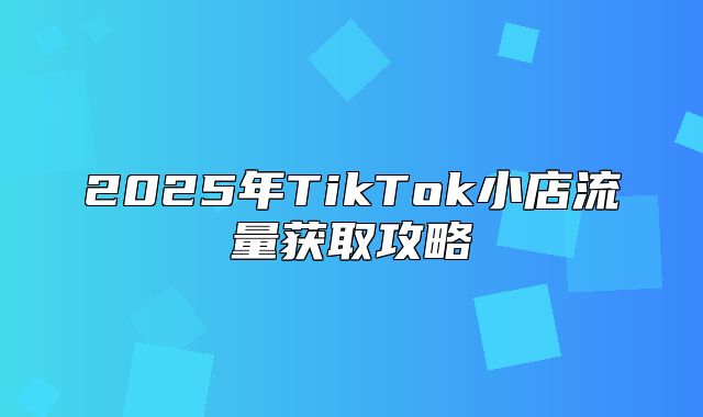 2025年TikTok小店流量获取攻略
