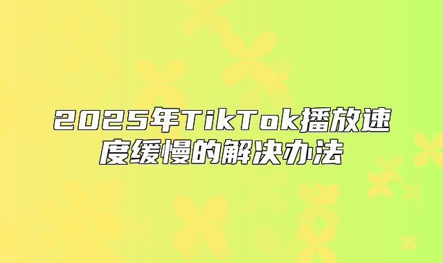 2025年TikTok播放速度缓慢的解决办法