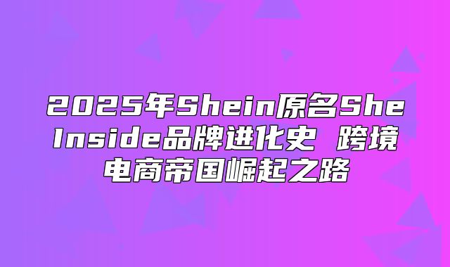 2025年Shein原名SheInside品牌进化史 跨境电商帝国崛起之路