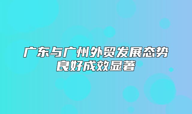 广东与广州外贸发展态势良好成效显著