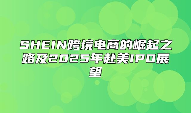 SHEIN跨境电商的崛起之路及2025年赴美IPO展望
