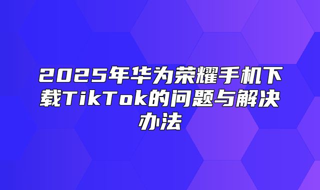 2025年华为荣耀手机下载TikTok的问题与解决办法
