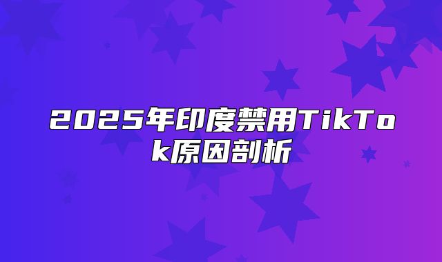 2025年印度禁用TikTok原因剖析