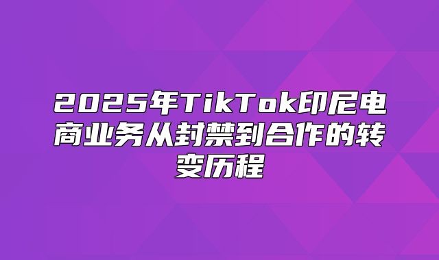 2025年TikTok印尼电商业务从封禁到合作的转变历程