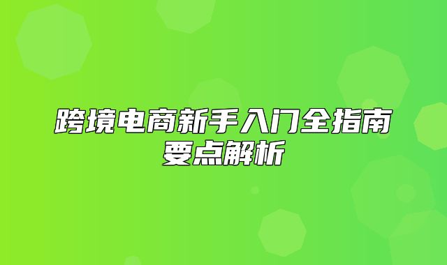 跨境电商新手入门全指南要点解析