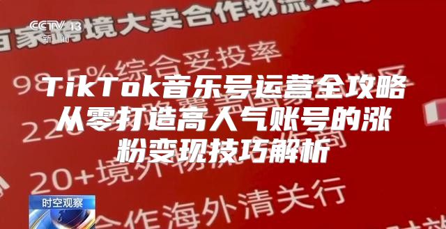 TikTok音乐号运营全攻略从零打造高人气账号的涨粉变现技巧解析