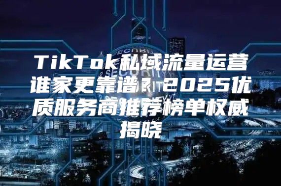 TikTok私域流量运营谁家更靠谱？2025优质服务商推荐榜单权威揭晓