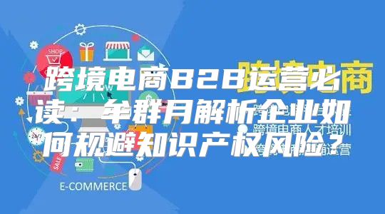 跨境电商B2B运营必读：牟群月解析企业如何规避知识产权风险？