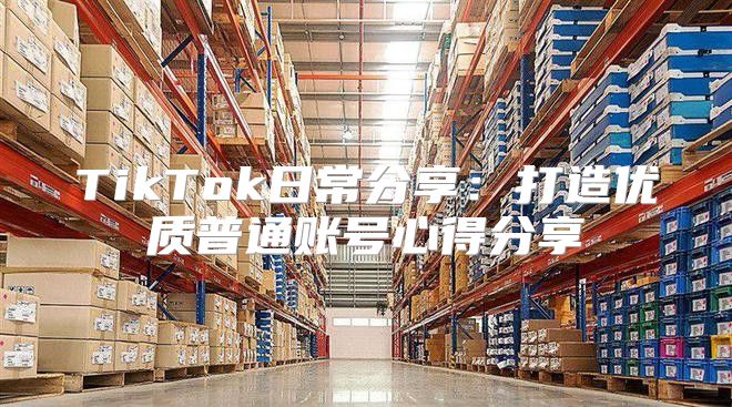 TikTok日常分享：打造优质普通账号心得分享