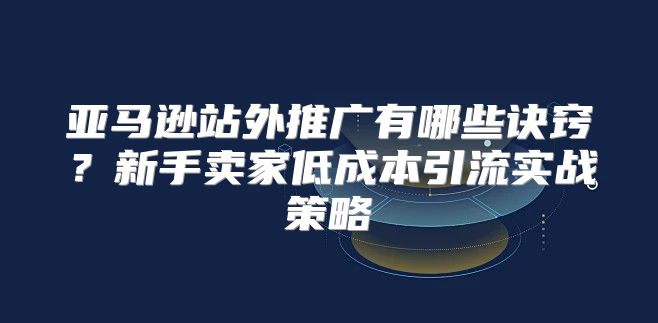 亚马逊站外推广有哪些诀窍？新手卖家低成本引流实战策略